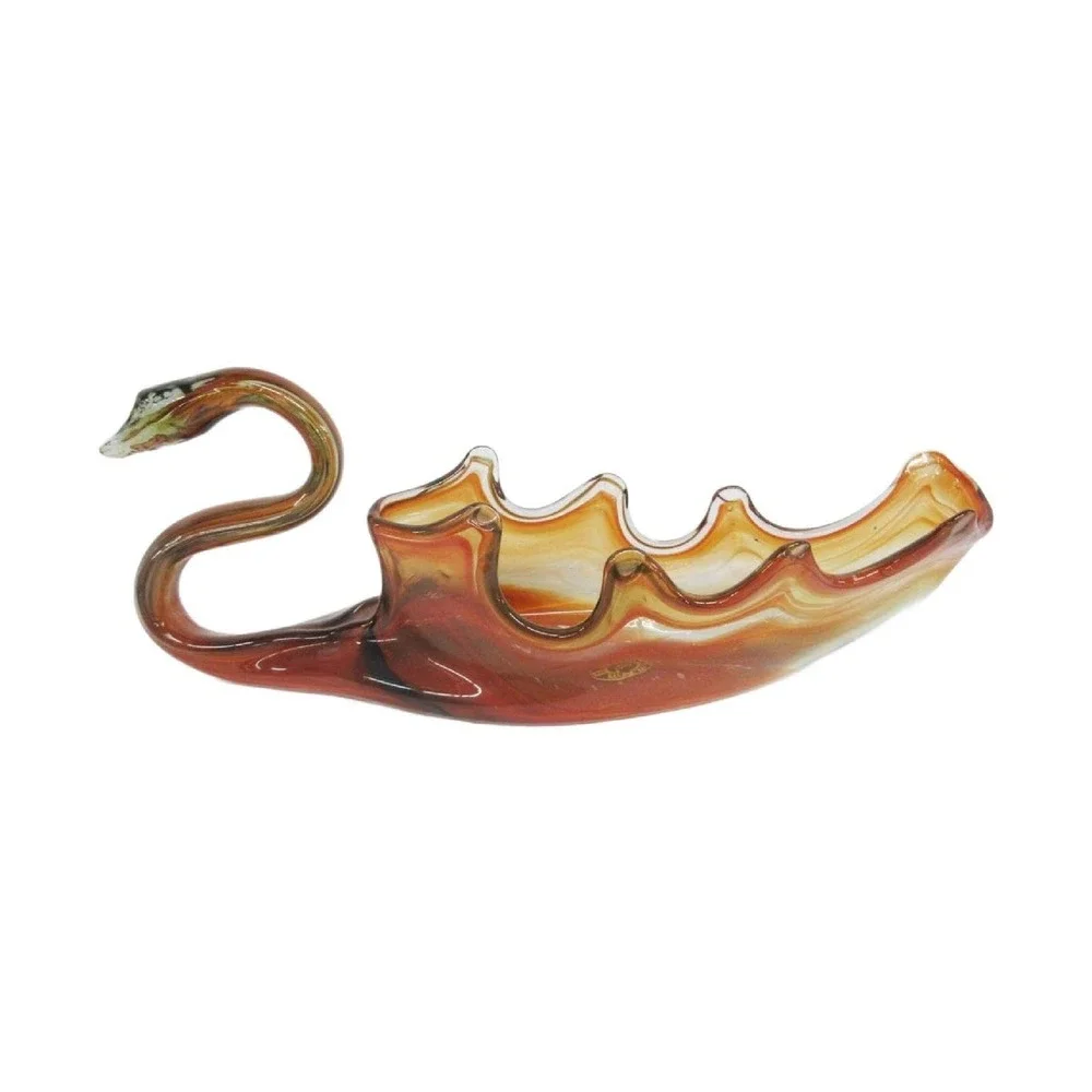 Vintage Hand Blown Stretched Art Glass Swan Candy Dish Planter 1960s 16" Long - Picture 2 of 10